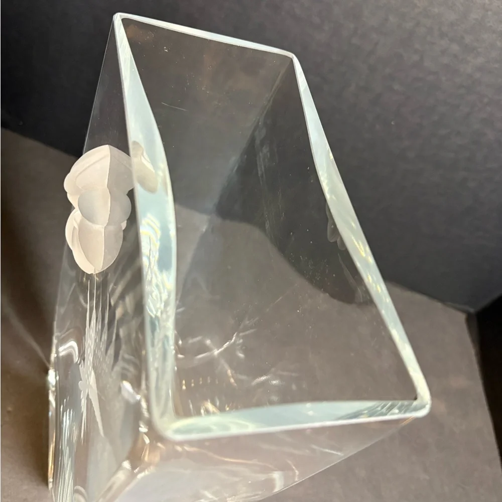 Mikasa Crystal Summer Nectar vase etched hummingbird 3D frosted crystal flower